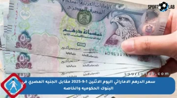 سعر الدرهم الإماراتي اليوم الاثنين 1-9-2025 مقابل الجنيه المصري في البنوك الحكومية والخاصة